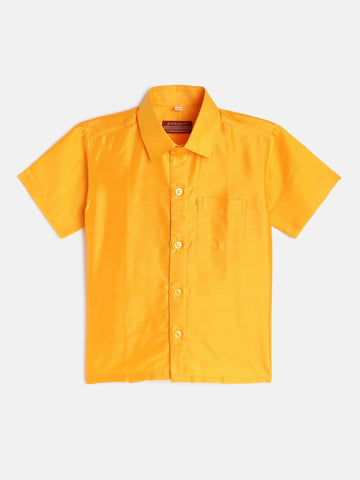 41-Vimesh-Yellow Shirt & Cream Dhoti With Hem Of Golden Zari Along with Freebies Set