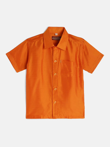 36-Nikith-Orange Shirt &Cream Dhoti With Hem Of Golden Zari Along with Freebies Set