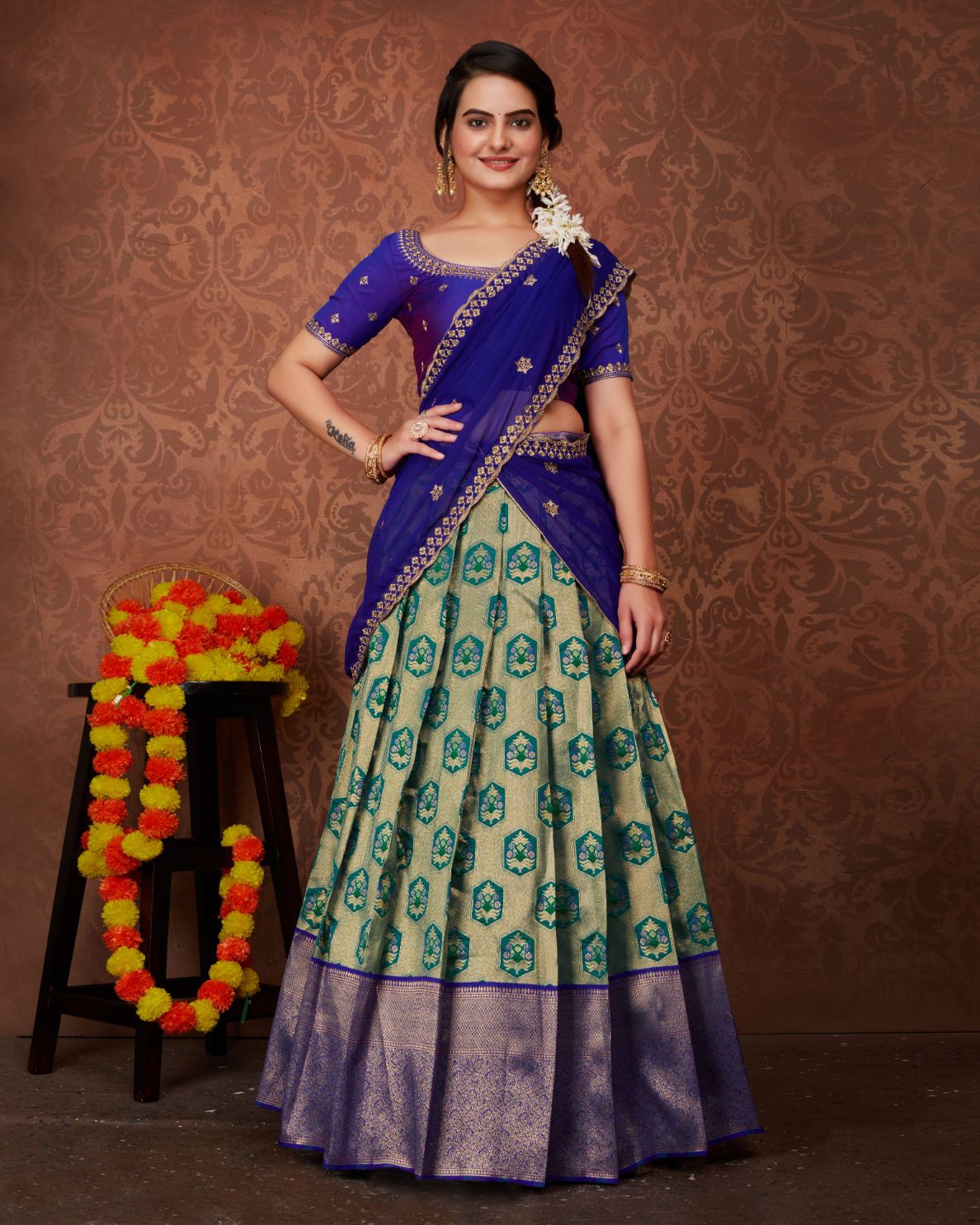 Shop Navy Georgette Embroidered Saree With Blouse Online in USA – Pure  Elegance