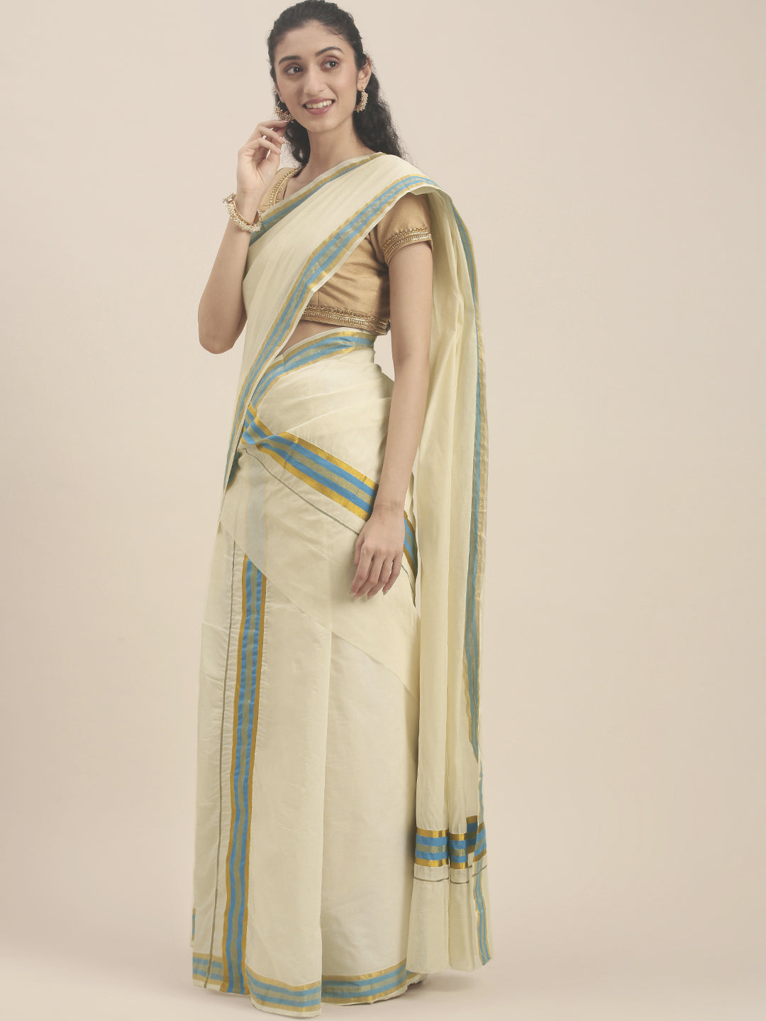 Golden Border Kerala cotton saree