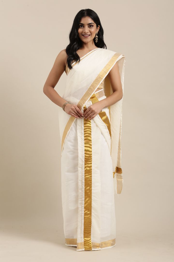 Kaitharikada Kerala 100% Cotton Saree MULLOTH with ORANGE and GREEN ka –  kaitharikada.com