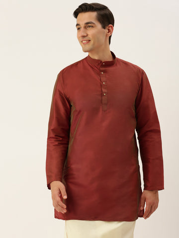 Men Coral Straight Kurta with Link Detail