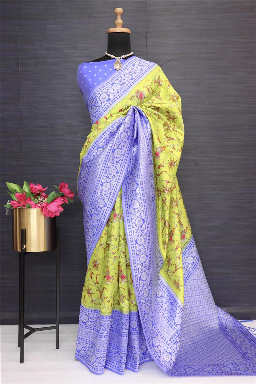 iDress-Royal blue-Aqua green Kanchipuram Silk Saree – iDress