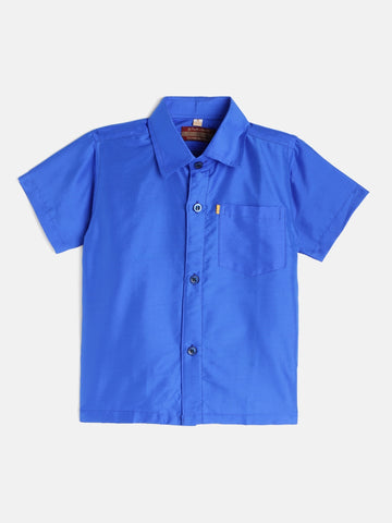 11-Hridhaan-Royal Blue Shirt &Cream Dhoti With Hem Of Golden Zari Along with Freebies Set