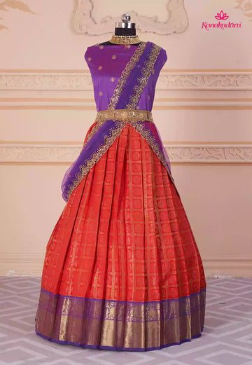 57-AARTHI-Red Violet Banarasi Silk Jequard Half Saree