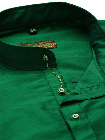 Men Green Straight Kurta with Link Detail