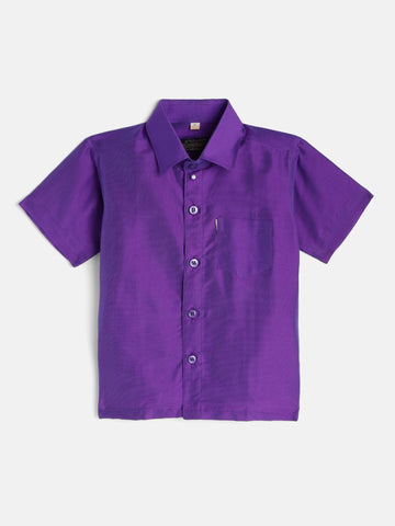 52-Nirvash-Lavender Shirt &Cream Dhoti With Hem Of Golden Zari Along with Freebies Set